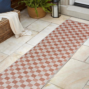Aimee Traditional Cottage Checkerboard Indoor/Outdoor Area Rug